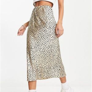 Satin Midi Skirt in animal print